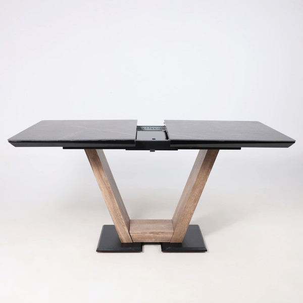 Изображение товара Обеденный стол Аврора Торонто 140-171.5x80 керамика (камень серый Greys Black/ель умбра)