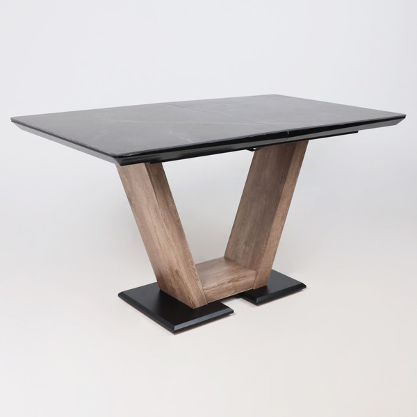 Изображение товара Обеденный стол Аврора Торонто 140-171.5x80 керамика (камень серый Greys Black/ель умбра)