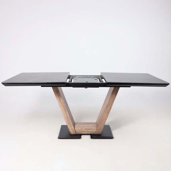 Изображение товара Обеденный стол Аврора Торонто 140-171.5x80 керамика (камень серый Greys Black/ель умбра)