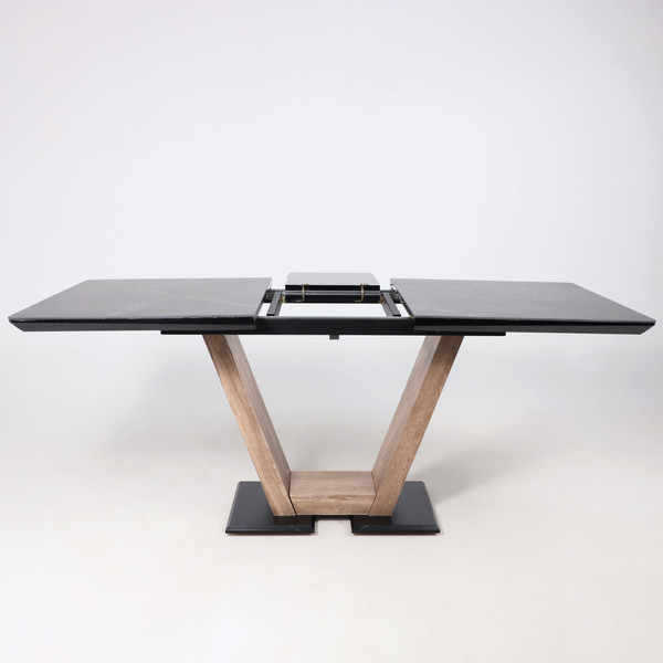 Изображение товара Обеденный стол Аврора Торонто 140-171.5x80 керамика (камень серый Greys Black/ель умбра)