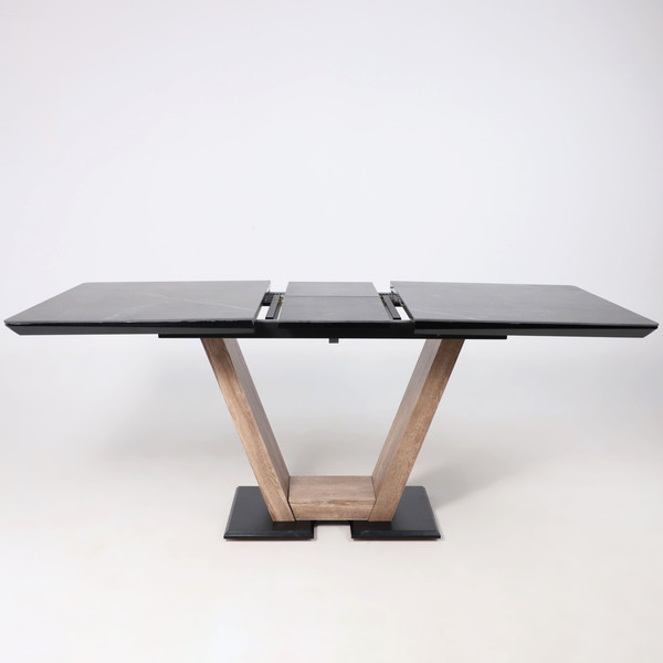 Изображение товара Обеденный стол Аврора Торонто 140-171.5x80 керамика (камень серый Greys Black/ель умбра)