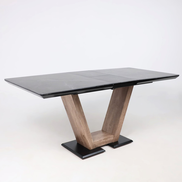 Изображение товара Обеденный стол Аврора Торонто 140-171.5x80 керамика (камень серый Greys Black/ель умбра)