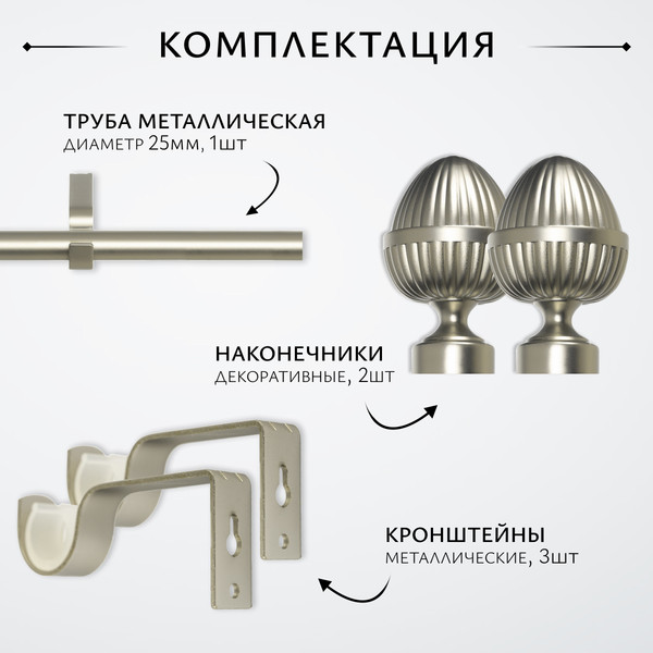 Изображение товара Карниз для штор Sundays Home Лайт Одеон 25мм однорядный (сатин, 3м)