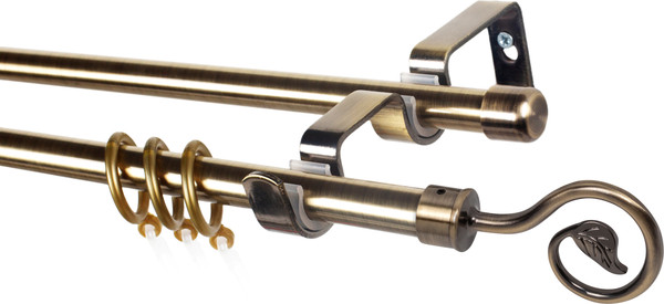 Изображение товара Карниз для штор Sundays Home Лайт Крюк 16мм+16мм двухрядный (антик, 2м)