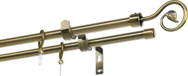 Изображение товара Карниз для штор Sundays Home Лайт Крюк 16мм+16мм двухрядный (антик, 2.4м)