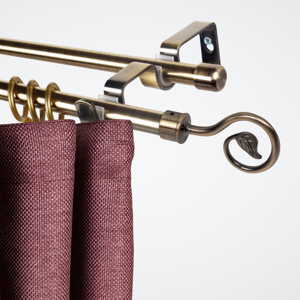 Изображение товара Карниз для штор Sundays Home Лайт Крюк 16мм+16мм двухрядный (антик, 3м)