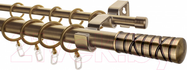 Изображение товара Карниз для штор Sundays Home Лайт Мозаика 16мм+16мм двухрядный (антик, 1.6м)