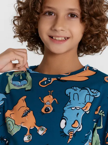 Изображение товара Пижама детская Mark Formelle 563321-1 (р.104-56, монстрики на синей бирюзе)