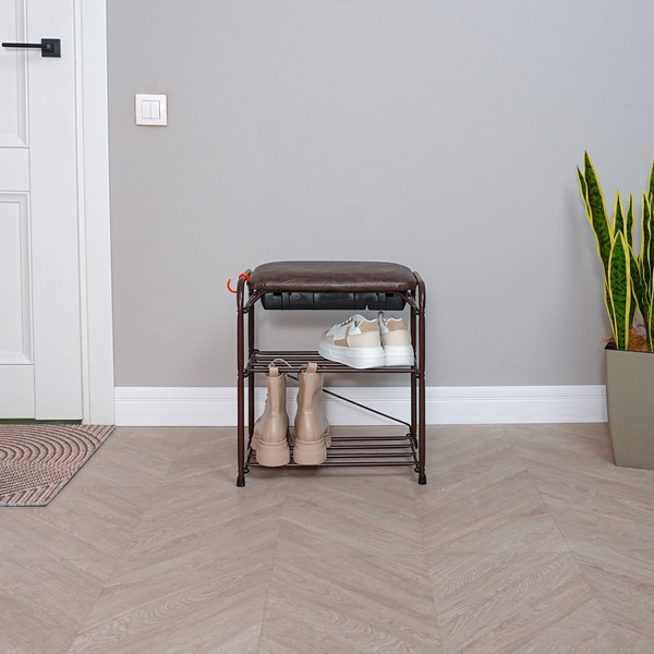 Изображение товара Полка для обуви ЗМИ Альфа 13 С сиденьем С ящиком / ПДОА13СЯ (коричневый)