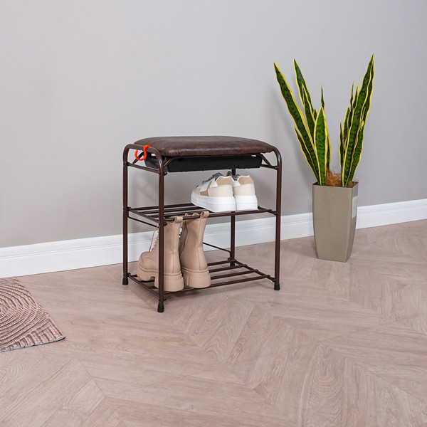 Изображение товара Полка для обуви ЗМИ Альфа 13 С сиденьем С ящиком / ПДОА13СЯ (коричневый)