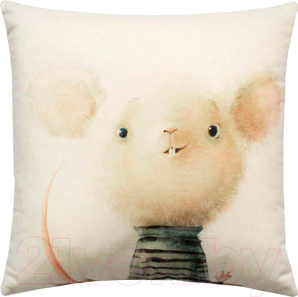 Изображение товара Подушка декоративная MATEX Fluffy. Мышонок / 61-595 (белый/мятный)