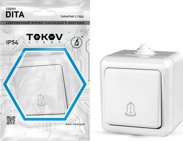 Изображение товара Кнопка звонка Tokov Electric Dita TKL-DT-DB-C01-IP54 (белый)