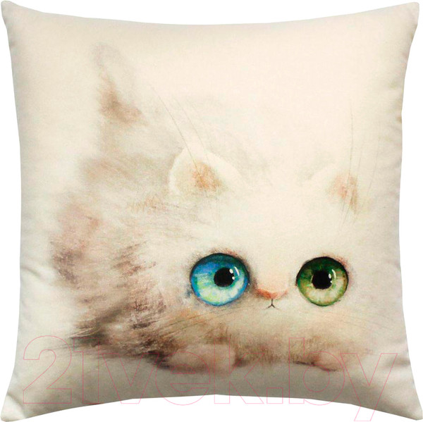 Изображение товара Подушка декоративная MATEX Fluffy. Барсик / 62-400 (молочный/зеленый/светло-серый)