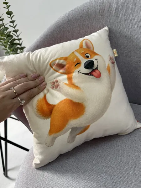 Изображение товара Подушка декоративная MATEX Fluffy. Корги / 62-462 (молочный/лососевый)