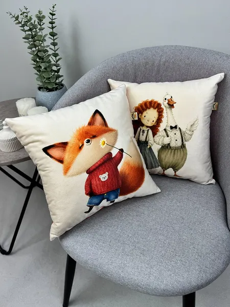 Изображение товара Подушка декоративная MATEX Fluffy. Мой друг гусь / 62-516 (молочный/серый/лососевый)