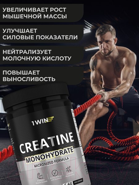 Изображение товара Креатин 1WIN Моногидрат (400г, нейтральный)