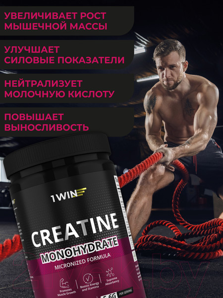 Изображение товара Креатин 1WIN Моногидрат (400г, ягодный микс)