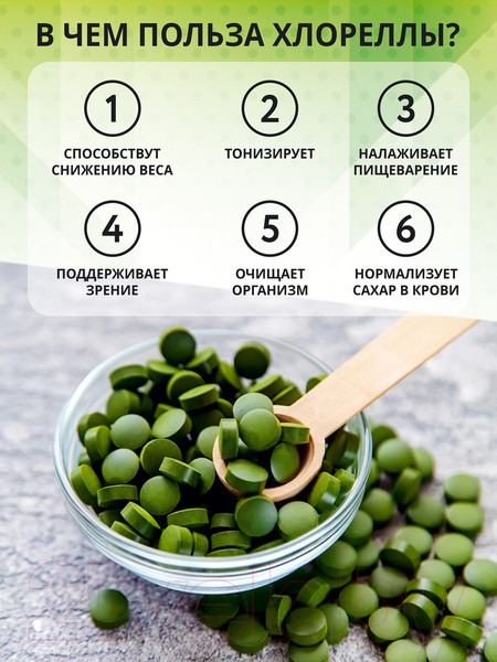 Изображение товара Пищевая добавка 1WIN Хлорелла в таблетках (200г)