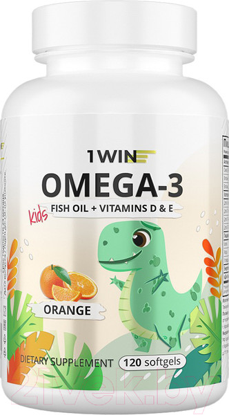 Изображение товара Мультивитаминный комплекс 1WIN Детский Омега 3 с витамином D и E (120 капсул, апельсин)