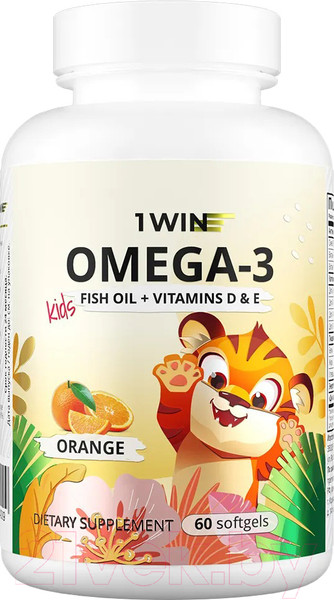 Изображение товара Мультивитаминный комплекс 1WIN Детский Омега 3 с витамином D и E (60 капсул, апельсин)