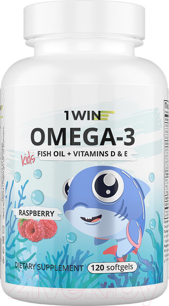 Изображение товара Мультивитаминный комплекс 1WIN Детский Омега 3 с витамином D и E (120 капсул, малина и травы)