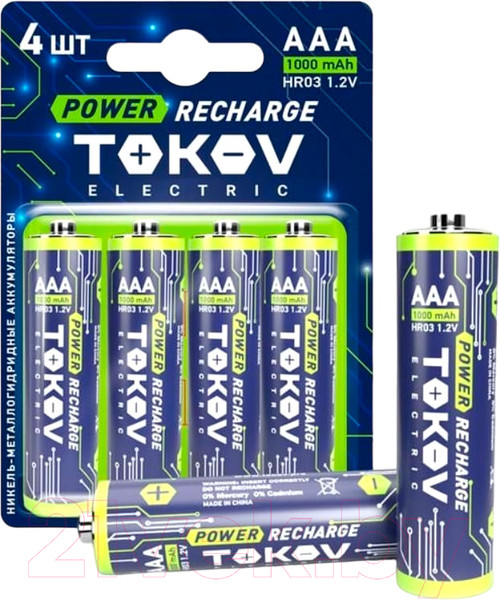 Изображение товара Комплект аккумуляторов Tokov Electric AAA/HR03 TKE-NMA-HR03/B4 (4шт)