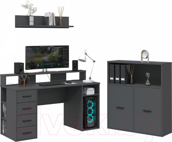 Изображение товара Комплект мебели для кабинета Интерлиния Skill-E (антрацит/антрацит)