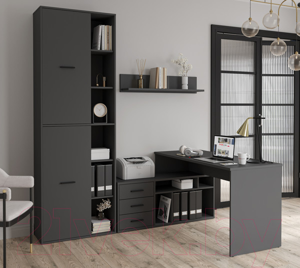 Изображение товара Комплект мебели для кабинета Interline Skill-G(L) (антрацит/антрацит)