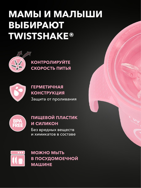 Изображение товара Поильник Twistshake 78928 (230мл, пастельный розовый)