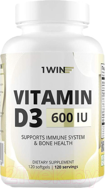 Изображение товара Витамин 1WIN Витамин D3 600 ME (120 капсул)