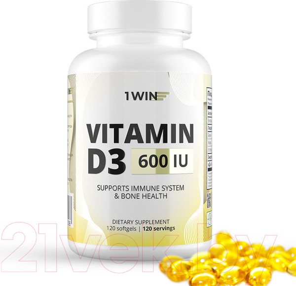 Изображение товара Витамин 1WIN Витамин D3 600 ME (120 капсул)