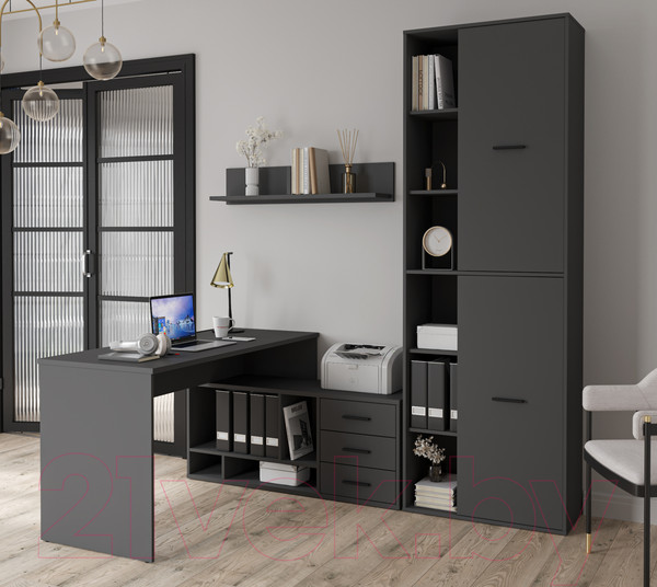 Изображение товара Комплект мебели для кабинета Интерлиния Skill-G(P) (антрацит/антрацит)