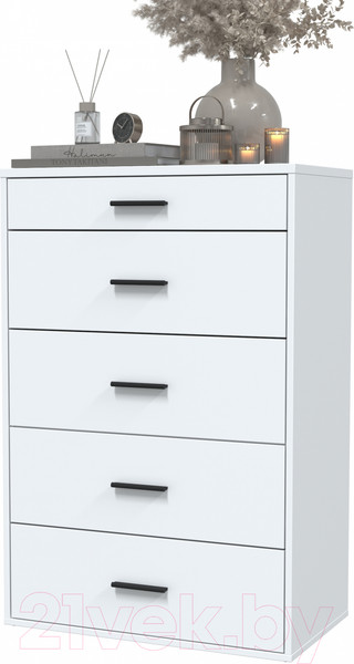 Изображение товара Комод Интерлиния Skill-57 (белый платинум/белый платинум)