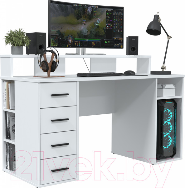 Изображение товара Компьютерный стол Интерлиния Skill-08 (белый платинум/белый платинум)