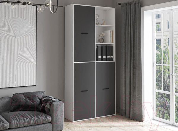 Изображение товара Шкаф Интерлиния Skill-20 (3) (белый платинум/антрацит)