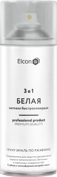 Изображение товара Грунт-эмаль Elcon По ржавчине 3в1 (520мл, матовый белый)