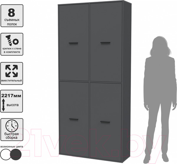 Изображение товара Шкаф Интерлиния Skill-20 (4) (антрацит/антрацит)