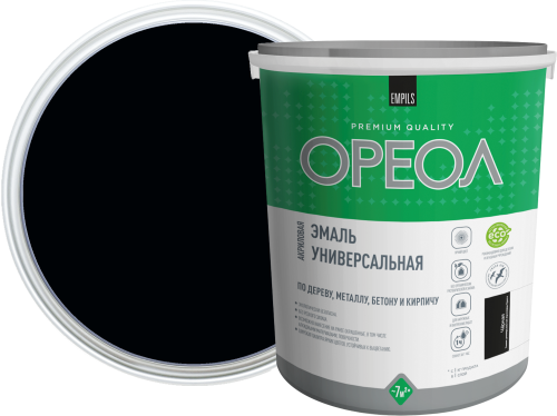 Изображение товара Эмаль Ореол Акриловая матовая (1.1кг, черный)