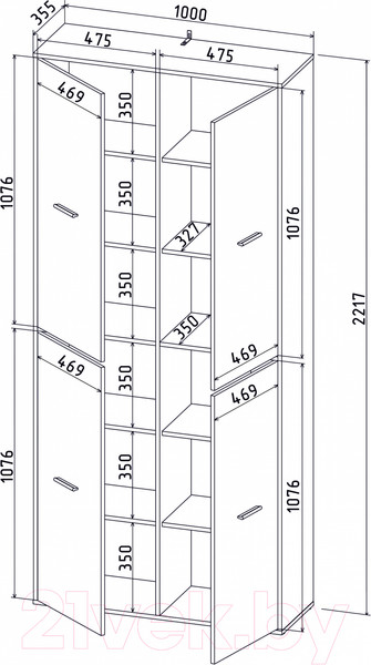 Изображение товара Шкаф Интерлиния Skill-20 (4) (антрацит/белый платинум)