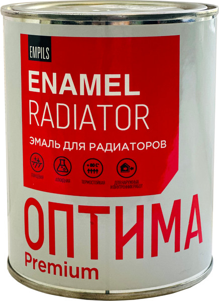 Изображение товара Эмаль Оптима Алкидная для радиаторов отопления (900г, белый глянцевый)