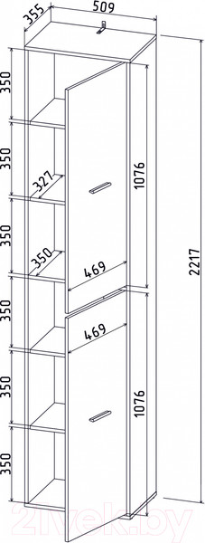 Изображение товара Шкаф-пенал Интерлиния Skill-21 (2) (белый платинум/антрацит)