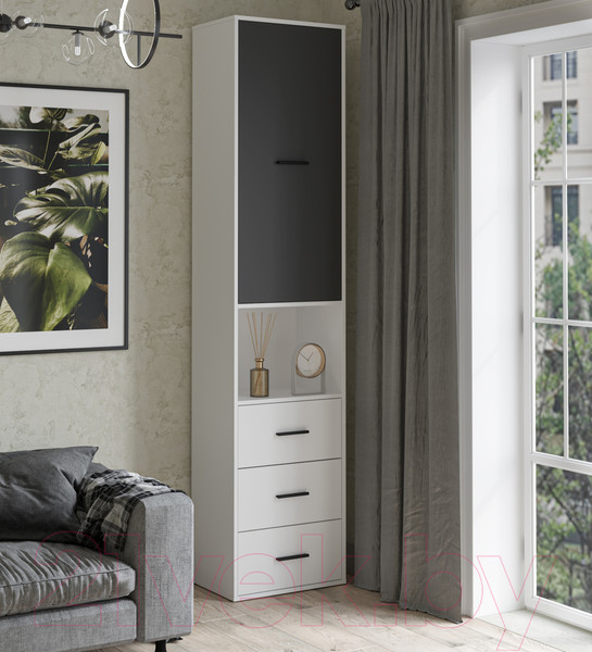 Изображение товара Шкаф-пенал Интерлиния Skill-24 (1) (белый платинум/антрацит)