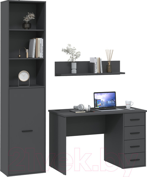 Изображение товара Комплект мебели для кабинета Интерлиния Skill-A (антрацит/антрацит)