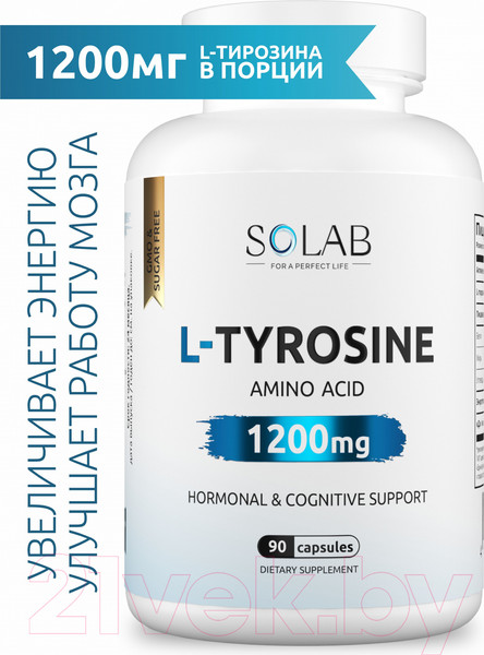 Изображение товара L-тирозин SOLAB 1200мг (90 капсул)
