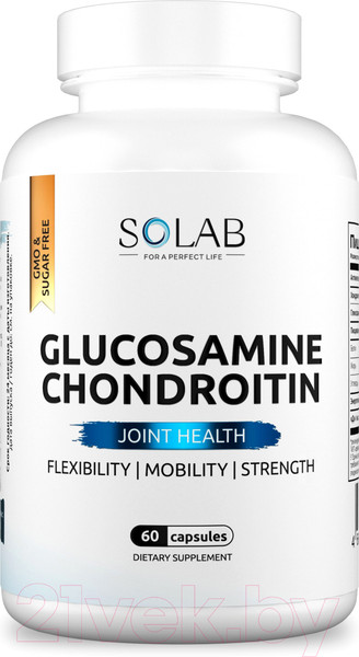 Изображение товара Комплексная пищевая добавка SOLAB Хондроитин+глюкозамин (60 капсул)