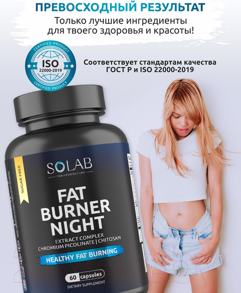 Изображение товара Жиросжигатель SOLAB Fat Burner Night (60 капсул)