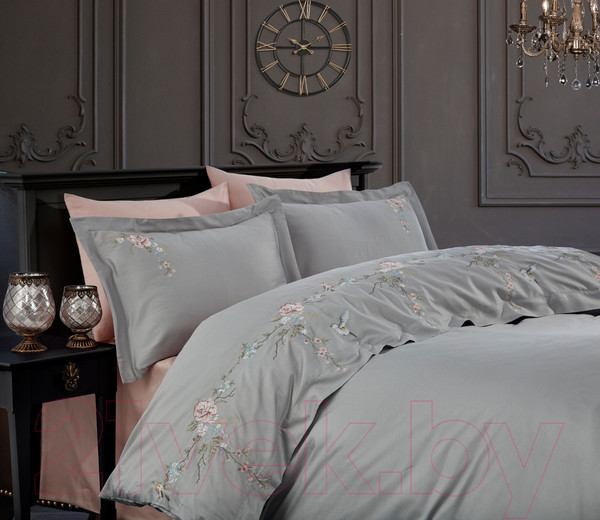 Изображение товара Комплект постельного белья Dantela Vita Ruya с вышивкой 200x220 / 11694 (серый)