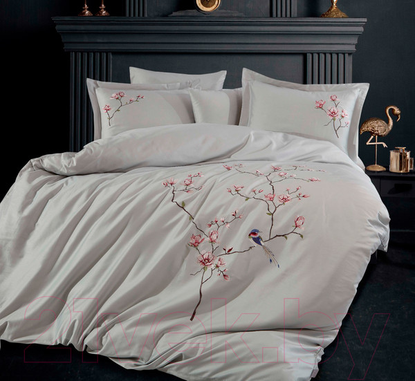 Изображение товара Комплект постельного белья Dantela Vita Huma с вышивкой 200x220 / 11837 (кремовый)