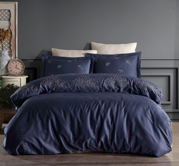 Изображение товара Комплект постельного белья Dantela Vita Asrin с вышивкой 200x220 / 11908 (синий)