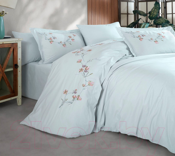 Изображение товара Комплект постельного белья Dantela Vita Carmen с вышивкой 200x220 / 12242 (голубой)